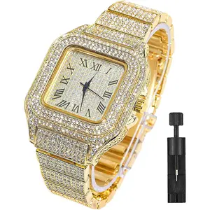 Iced  Watch CZ  Plated 40mm Width  Numerals  Quartz Wristband Watch for Men Women