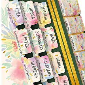 Bible Tabs Pastel Bloom,Bible Index Tabs,Bible Tabs For Study Bible, Bible Index Tabs, Bible Labels Tabs ,Soul Nourishing Book Summaries - Peel-And-Stick Laminated Bible Tabs Large Print,Books Of The Bible Tabs For Men Women Study Bible, Bible Book Tabs