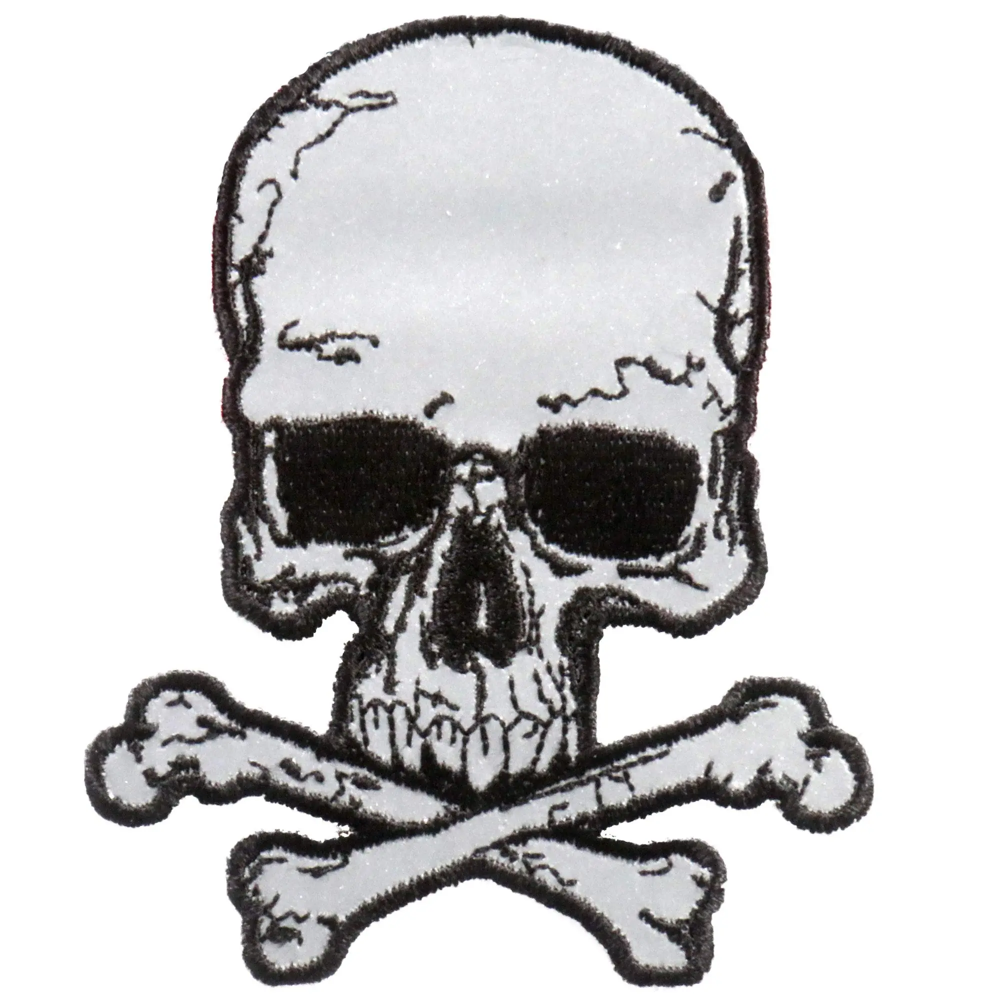 Hot Leathers Reflective Jumbo Skull and Crossbones Patch (Multicolor, 10" Width x 12" Height)