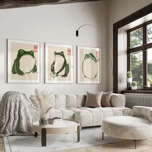 Japanese Matsumoto Hoji Frog Set of 3, Vintage Frog Woodblock Poster, Ukiyo-e Frog Print, Japanese Frog Printable Wall Art, Digital Download