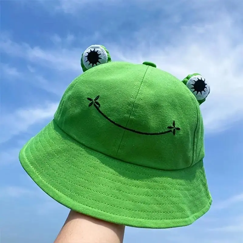 Women's Cute Frog Animal Graphic Bucket Hat - Breathable Lightweight, Breezy, Comfortable Floppy Hat with Hair Bonnet for Daily, Casual Wear, Animal Graphic Hats, Breathable Lightweight Hats