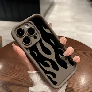 A Sleek And Minimalist Flame Pattern TPU Case for iPhone 17 Pro Max 16 16e 15 14 Plus 13 12 Mini 11 Air X XS Straight Edge Drop-Resistant Rugged Durable Cover Shell Gift 2D printing