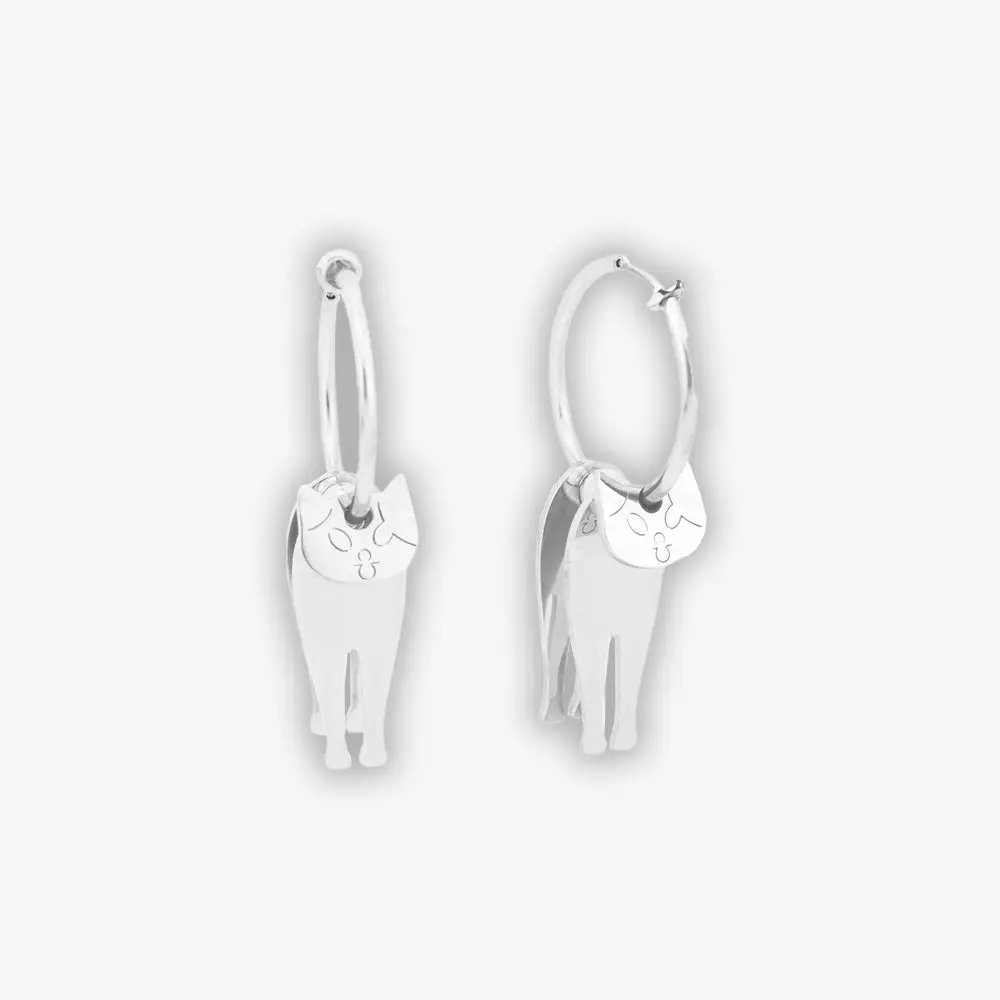Stainless Steel Articulated Cat Clip-On Earrings