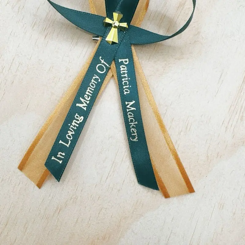 Personalized Memorial Brooch, Custom Text Funeral Favor with Double Ribbon Design, Customized Gifts for Expressing Condolences, 5 In, D.e.p Jose Ventura, Personalized Double Ribbons, R.i.p Jose Lopez, Unisex, Memorial Gift, Pin