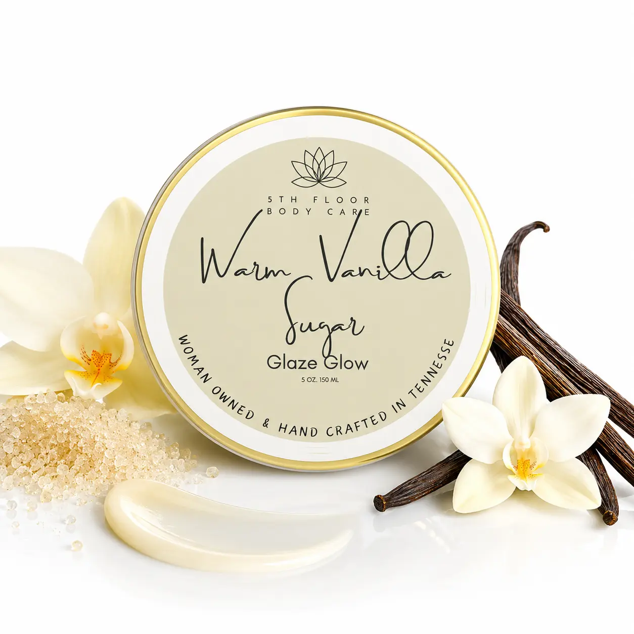 5TH FLOOR Warm Vanilla Sugar Glaze Glow Body Moisturizer – Lightweight Hydrating Body Glow Butter 6oz
