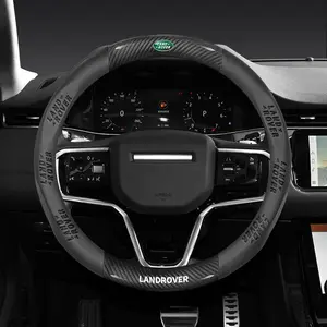 38cm Car Carbon Fiber Leather Steering Wheel Anti-Slip Cover for Land Rover Range Rover Sport Discovery 3 4 Evoque Velar Defender Freelander Autogiography Accessories