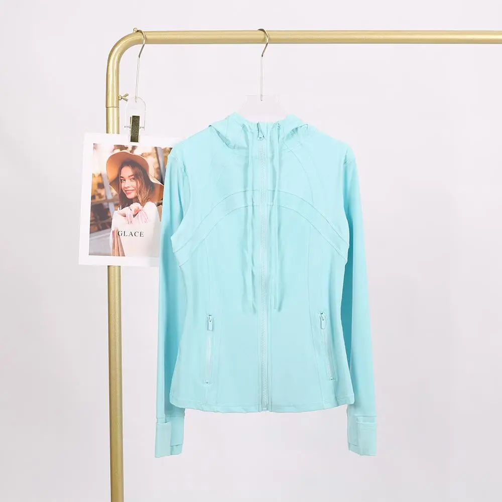 LULU New hooded jacket for summer, thin, quick drying, slimming, tight fitting, sports and elastic jacket, slim fit LULU New hooded jacket for summer, thin, quick drying, slimming, tight fitting, sports and elastic jacket, slim fit