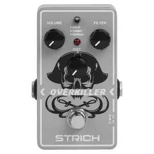STRICH OVERKILLER Metal Distortion Pedal for Electric Guitar, Exquisite Mini Single Unit, True Bypass, 3 Control Knobs, Volume, Filter, Distribution, Three Mode Adjustment, Solo, Turbo, Normal, 9V DC