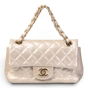 Pre-owned CHANEL Metallic Gold Lambskin Mini Bags Single Flap Hangbag C26042024