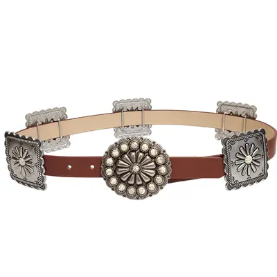 Western Concho Belt in man-made, vegan, animal friendly, cruelty free leatherett concho belt amazon - TikTok Shop main image 4