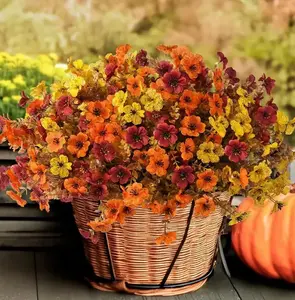 12 Fall Multi-Color Artificial Flower Bunches - Adjustable UV-Resistant Bouquets with Eucalyptus, Lavender, Plants - Indoor & Outdoor Vase Decorations