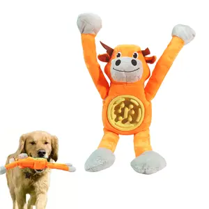 Fuufome Stretchable Plush Dog Toy with Long Limbs Slow Feeding Interactive Toy Built-in Treat Bowl Chew and Tug Enrichment Toy for Dogs