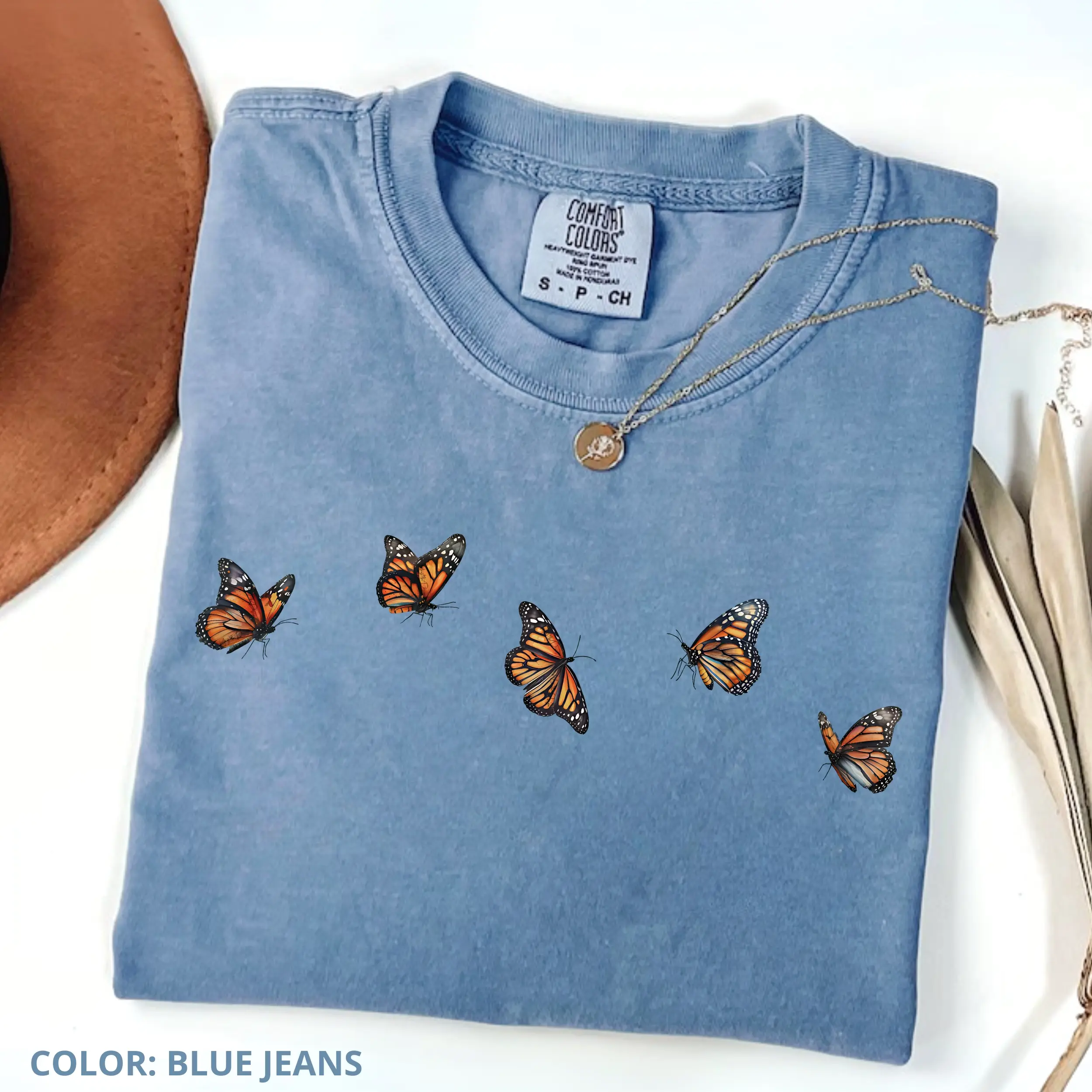 Comfort Colors Vintage Butterfly TShirt, Monarch Butterfly T-Shirt, Flower Butterfly TShirt, Purple Butterfly Tee Birthday, Gardener T-Shirt, Cotton Fabric