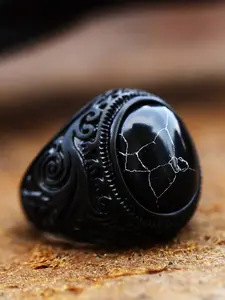 Vintage Black Ring for Men, Fashion Statement Jewelry, Anniversary or Party Gift