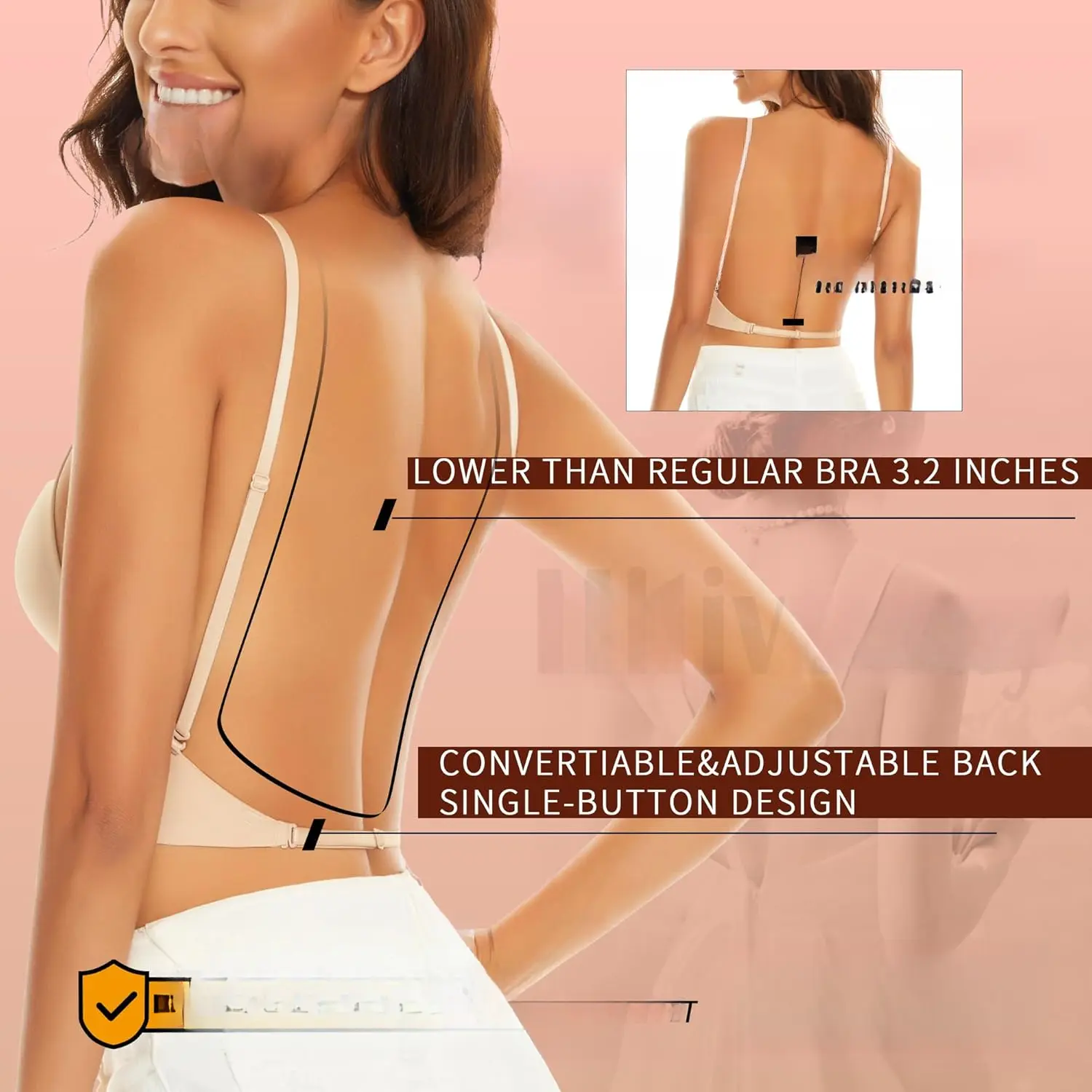 Low Back Bras for Women-Seamless Bralette Wireless Triangle Invisable  Backless Bra-Low Cut Strappy Open Back Halter Bra - TikTok Shop