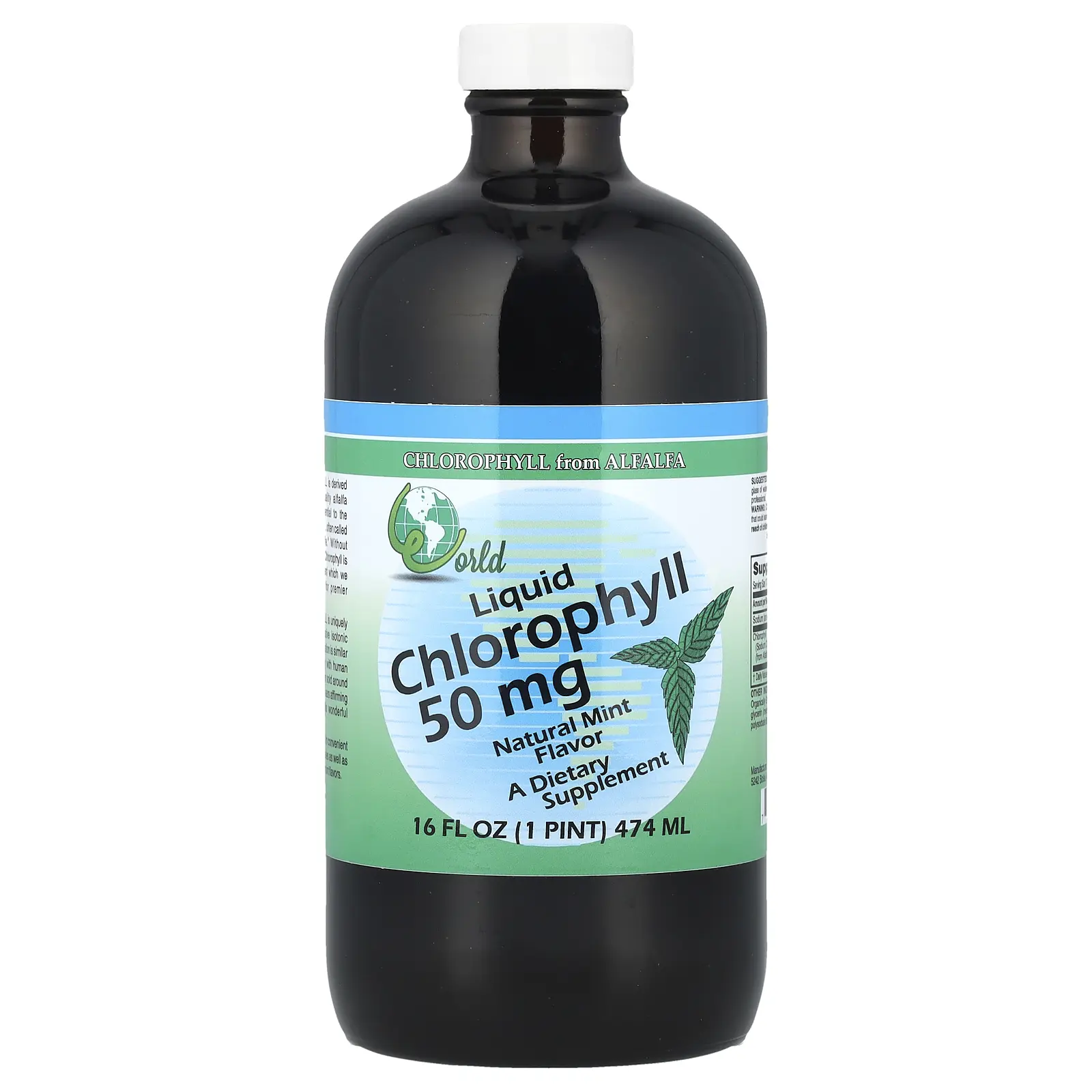 World Organic Liquid Chlorophyll, Natural Mint, 16 fl oz (474 ml)