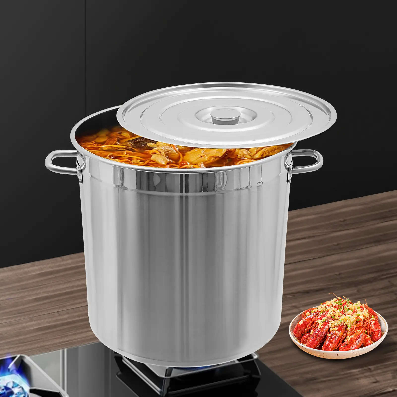 74L (78Qt) Heavy-Duty Commercial Stainless Steel Stockpot, Durable Cookware for Catering, Outdoor Cooking - Home Supplies Festive & Party Needs
