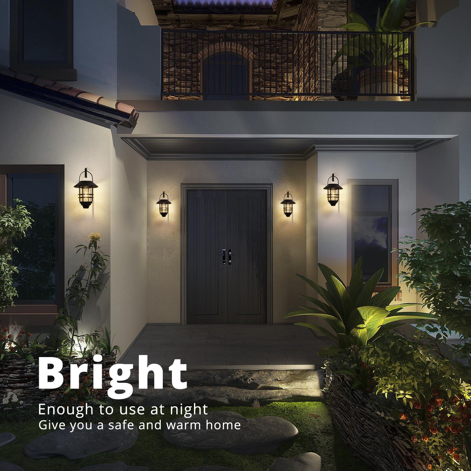 2 Pack Solar Wall Lantern Lights Outdoor, IP65 Waterproof Solar Powered Hanging Lights with Tungsten Filament Bulb, Dusk to Dawn Auto On/Off Solar Sconce Lights for Porch, Fence, Wall, Patio Deco 2 Pack Solar Wall Lantern Lights Outdoor, IP65 Waterproof Solar Powered Hanging Lights with Tungsten Filament Bulb, Dusk to Dawn Auto On/Off Solar Sconce Lights for Porch, Fence, Wall, Patio Deco