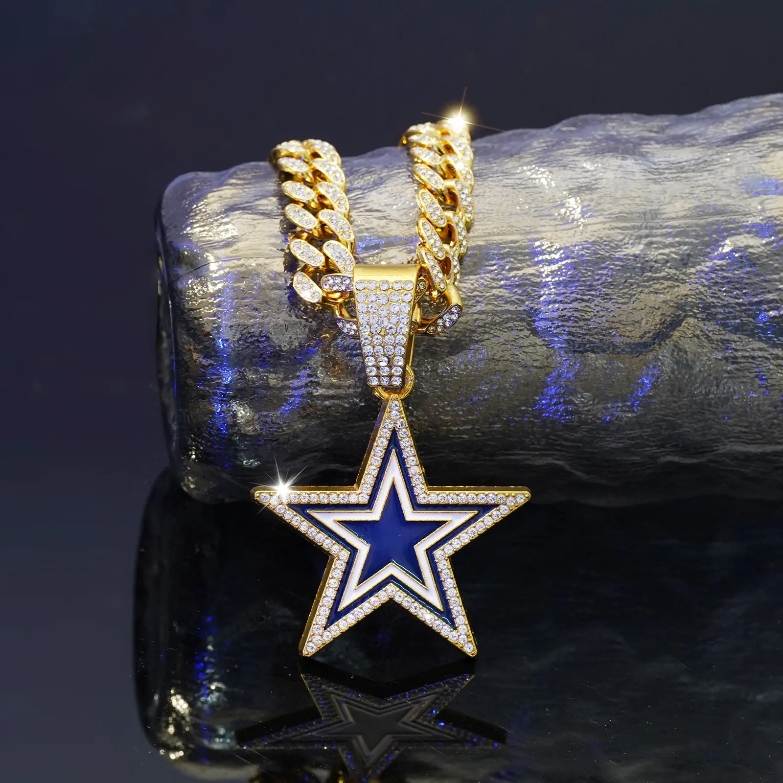 Fashion oil drop pentagram pendant men's personalized trend necklace Fashionable Jewelry Accessories