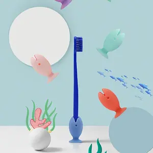 3pcs fish-shaped silicone toothbrush holder, mini cute toothbrush holder base, portable toothbrush protective cover, essential travel toothbrush head protector