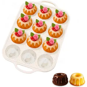 Mini Fluted Tube Pan with Metal Reinforced Frame, Non-Stick (1PCS), moldes de silicona para gelatina, Small Cake Baking Pan for para chocoflan, Donuts, Cornbread, Brownies, Jellies