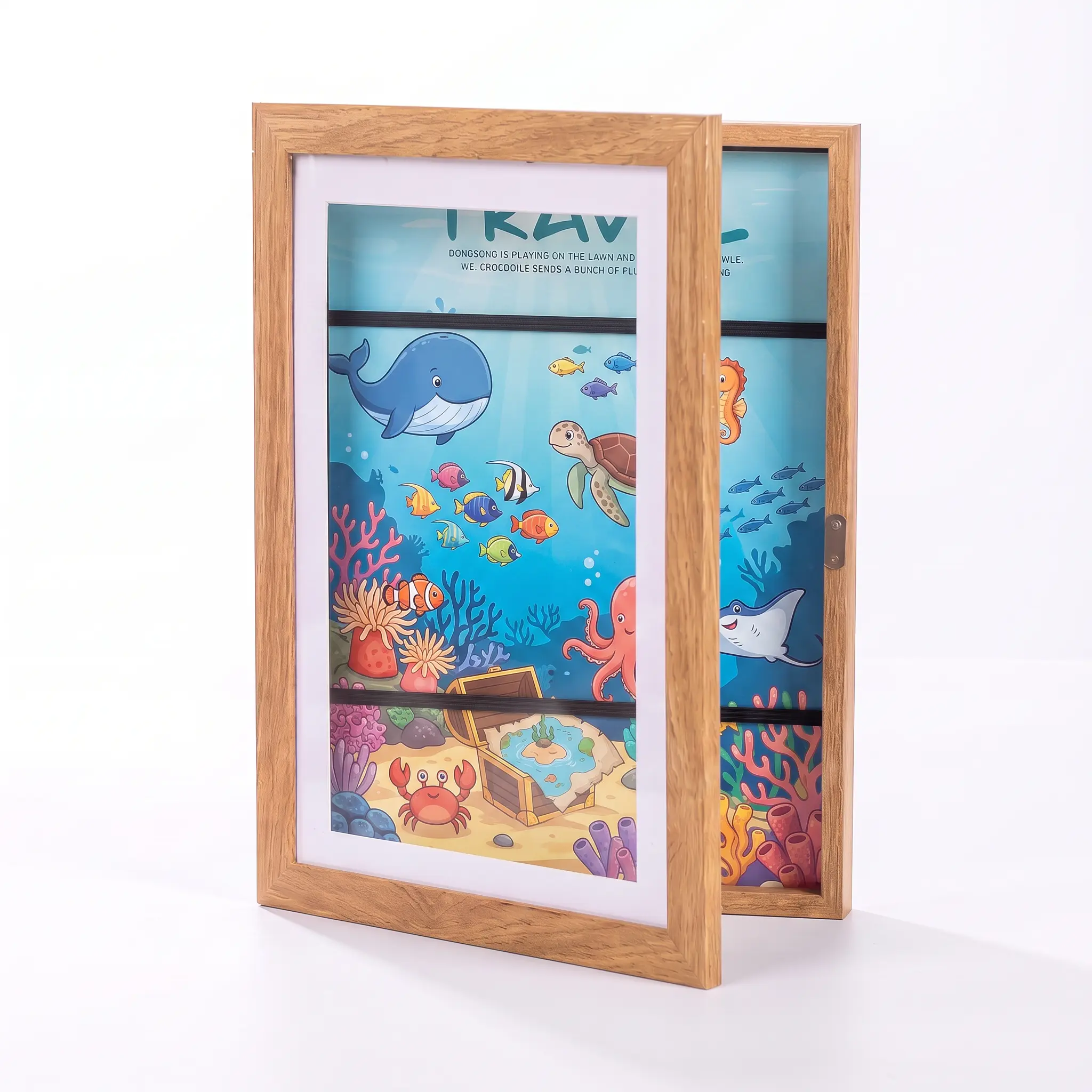 [1-Pack] Kids Art Frames, 8.5x11 Front Opening Kids Artwork Frames Changeable,  Natural wood tone Artwork Display Storage Frame for Wall, Holds 50 Pcs, for 3D Picture, Crafts, Hanging Art, Portfolio