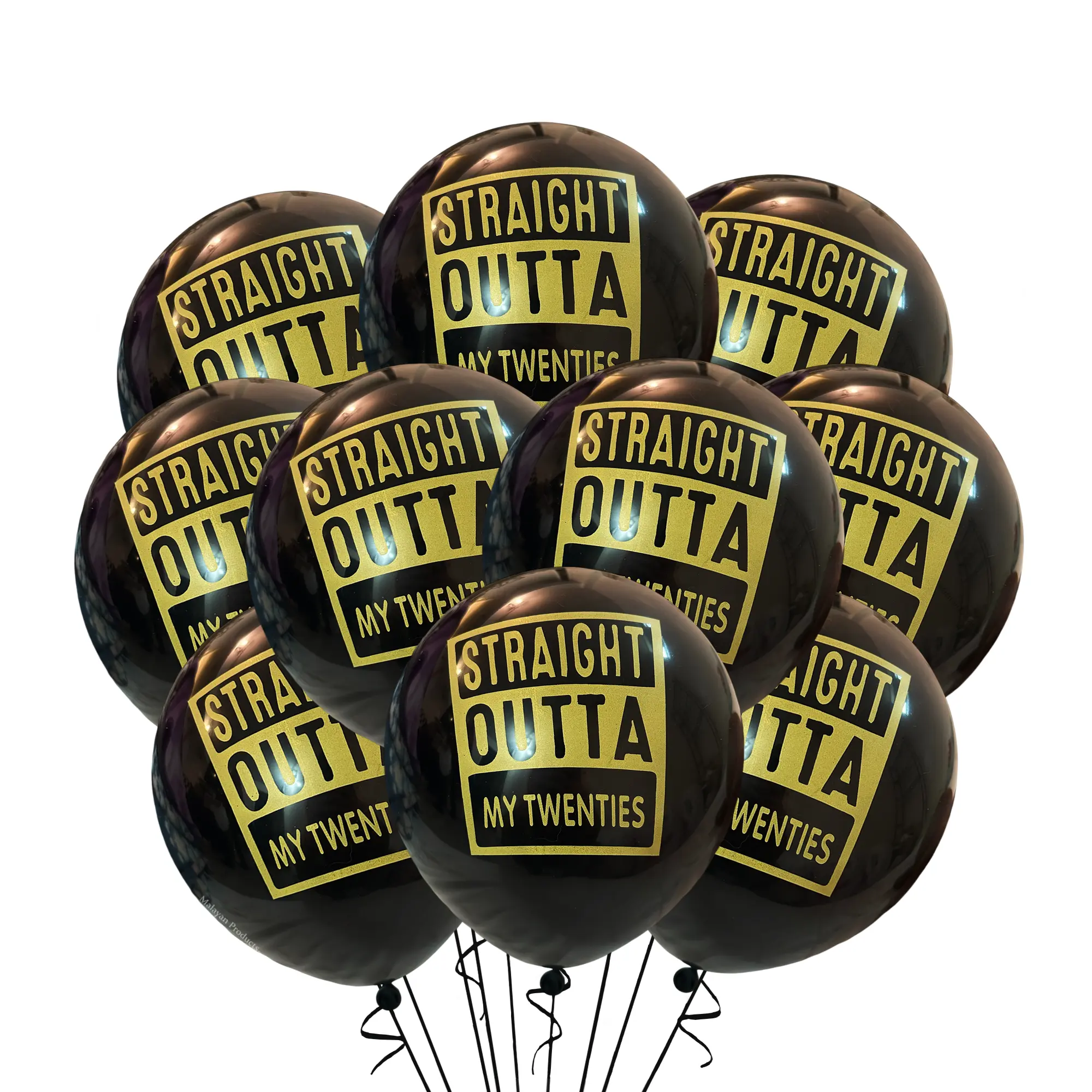 Malayan Products Straight Outta 20s Balloons 12 Count Latex, 30th Birthday Decorations Theme Party 12In Turning 30