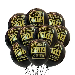 Malayan Products Straight Outta 20s Balloons 12 Count Latex, 30th Birthday Decorations Theme Party 12In Turning 30