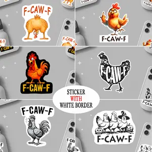 F-Caw-F Chicken Stickers, Funny Chicken Lover Gift, Halloween Sarcastic Vinyl Sticker
