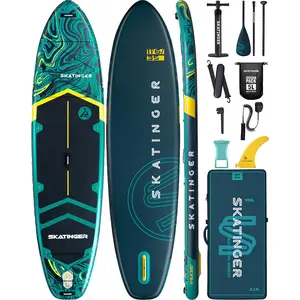 Skatinger 11'6×35" Super Wide Inflatable Paddle Board, Ultra Stable Stand Up Paddleboards for 450lb/3 People/Family/Big Size w/Shoulder Strap, 100L Backpack, All-Round Sup Board, US Fin