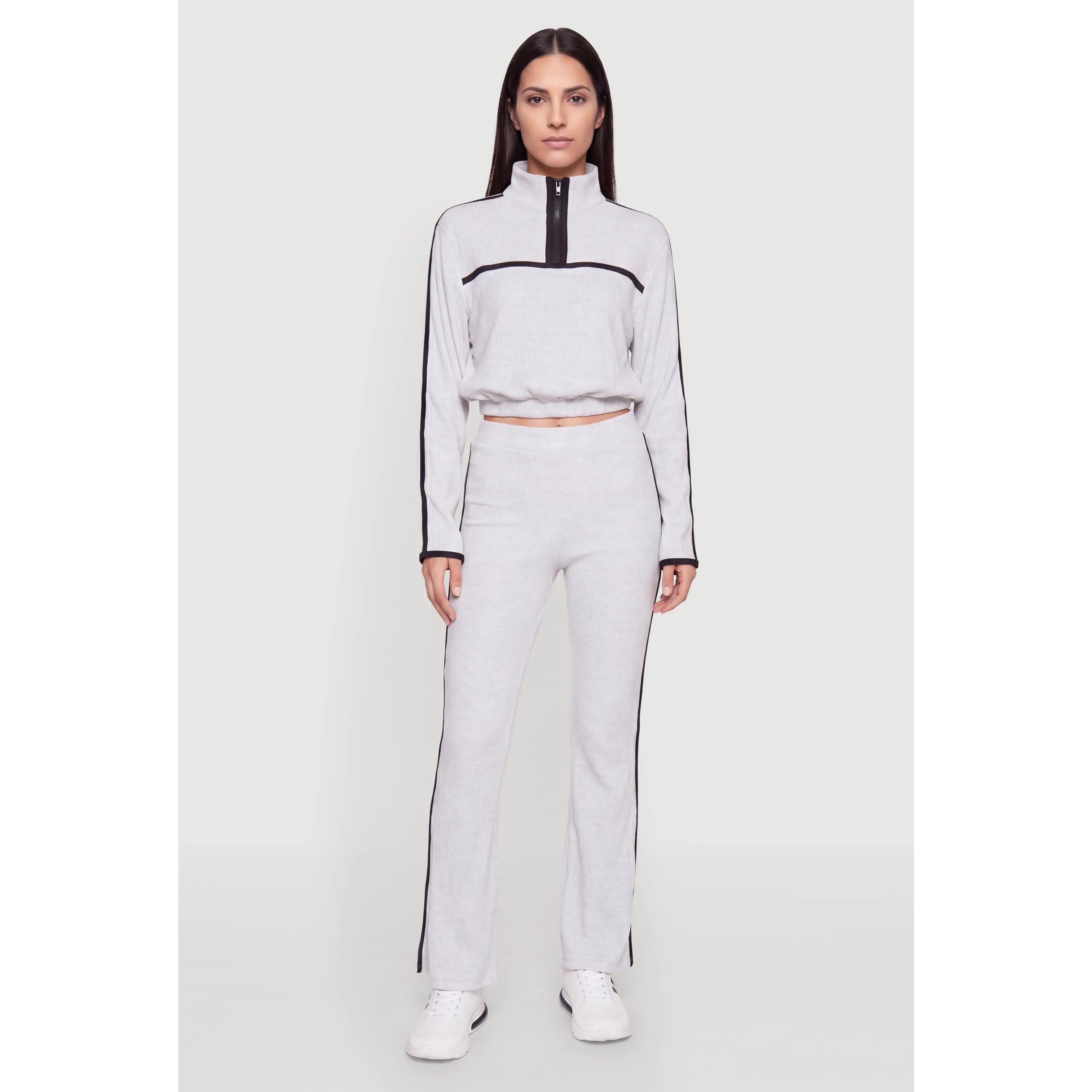 Contrast Side Stripe Flare Pants