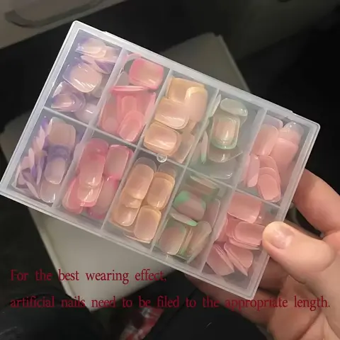 Neon Rainbow French Nail Tips, 240Pcs Short Pastel French Tip Press on Beach for Women, 5 Color Glossy Soft Gel Press Ons Fake Nails Extensions for DIY Art, False Nail Set, Nail Art Supplies, Press on Women Short ABS Fake Nails