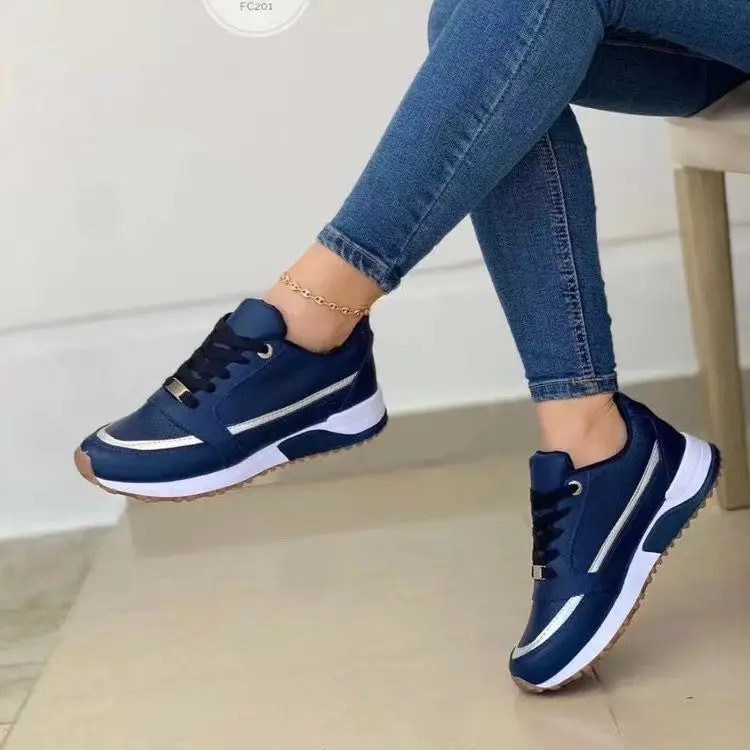 Casual Lace-up Flat Shoes Women Shallow Round Toe Sports Walking Sneakers classic design everyday essential versatile style comfort wear wardrobe staple piece relaxed fit breathable fabric timeless fashion daily outfit