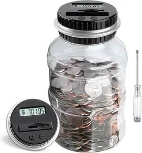 Large Piggy Bank for Boys Adults, Vcertcpl Digital Coin Counting Bank with LCD Counter, 1.8L Capacity Coin Bank Money Jar for Adults, Designed for All US Coins (Silver) Shenzhen Youth Vigor Technology Co., Ltd