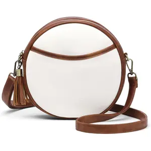 Vegan Leather Crossbody Bags for Women Circle Cross   Bag Purses Handbags with Adjustable Straps
