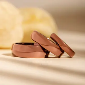 Matching Brown Polished Tungsten Rings - 4MM, 6MM, 8MM