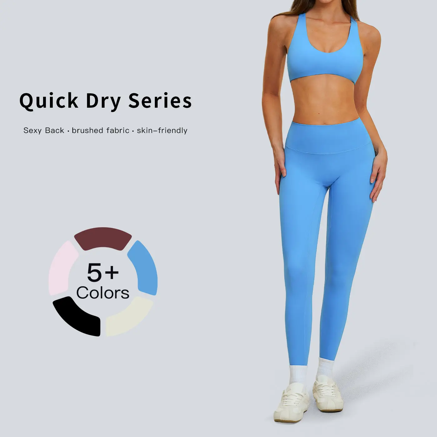 Tenwolf women’s yoga activewear set, soft brushed fabric, cross-openwork back top, high-waisted tummy-control butt-lifting yoga leggings, slim-fit fitness apparel