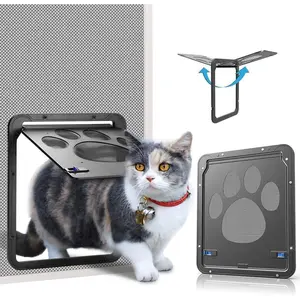Pet Screen Door, Inside Door 8x10x0.4 inch, Lockable Magnetic Flap Automatic Lockable Black Door for Puppy Dog and Cat