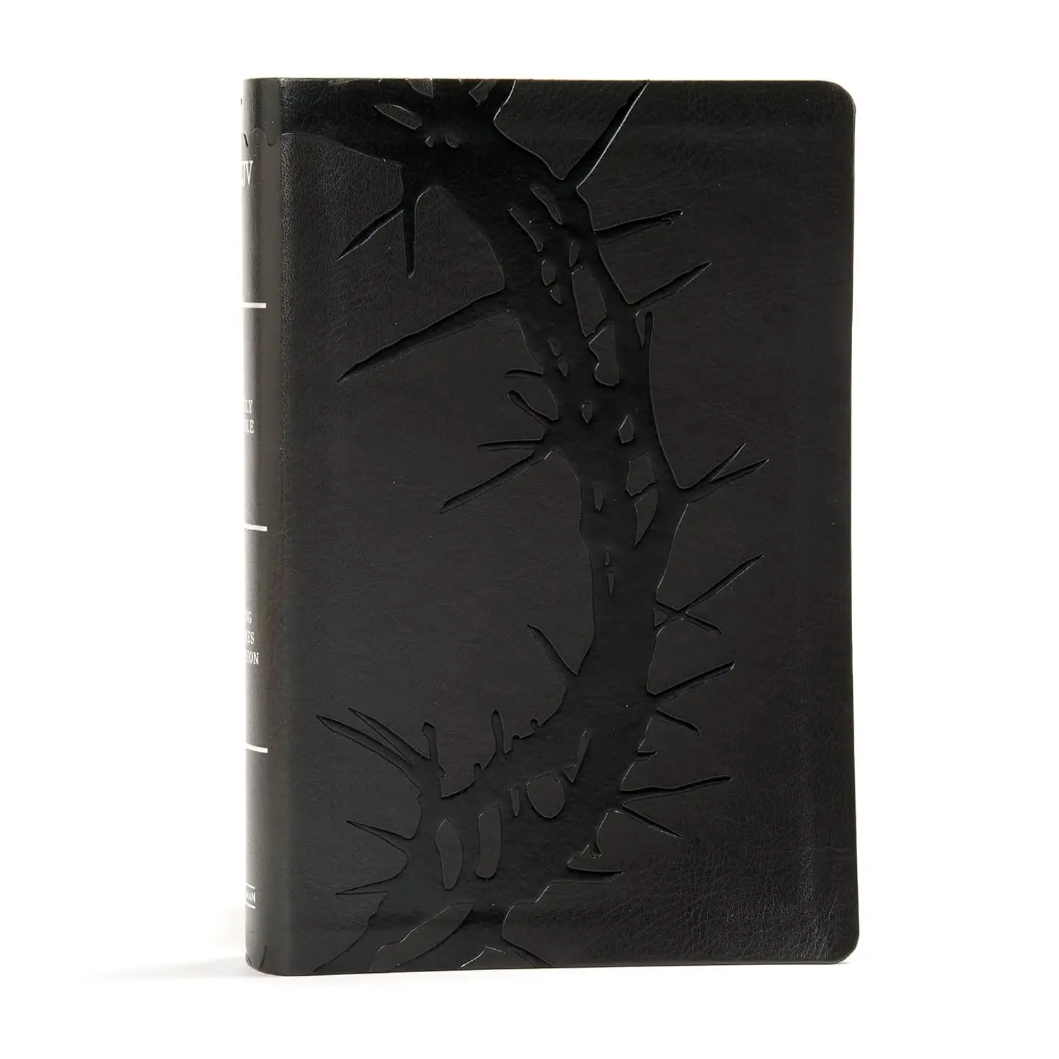 KJV Large Print Personal Size Reference Bible, Charcoal LeatherTouch Crown of Thorns, Indexed, KJV Holy Bible, Red Letter, Pure Cambridge Text, Presen