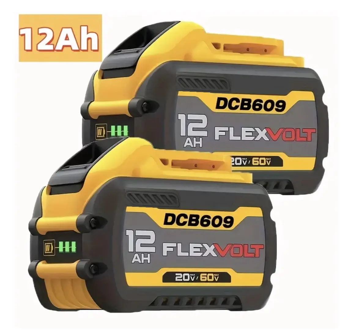 1-2x 12.0AHFor DEWALT batterycharger DCB612 20V 60V MAX FLEXVOLT Lithium-Ion DCB609-2 1-2x 12.0AHFor DEWALT batterycharger DCB612 20V 60V MAX FLEXVOLT Lithium-Ion DCB609-2