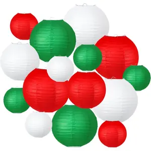 Christmas Party Decorations, Red White Green Hanging Paper for Xmas Party New Year's Eve Christmas Theme Birthday Italian Party Decor Yard Garden,15pcs