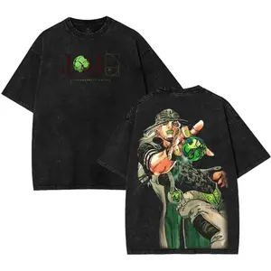 JoJo's Bizarre Adventure Printed T Shirt For Men's Clothing Joseph Joestar Washed Oversized T-shirt Short Sleeve Cotton Tees Top