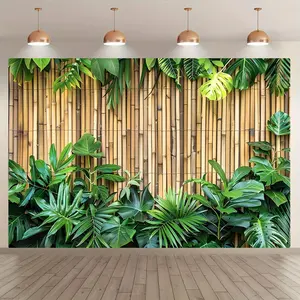 Bamboo Pattern Wall Decor, 1 Count Artificial Bamboo Leaves Wall Backdrop, Wall Decor for Home Living Room Bedroom Office Garden, Fruit, Artificial Hanging