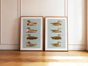 [SALE UP TO 40%] [Unframed] Retro Duck Prints Outdoors Art Duck Decoy Posters Set of 2 Outdoorsy Wall Prints Home Office Decor Nature Wall Art Hunting Gift for Dad