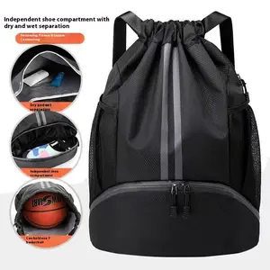 Basketball Soccer Bag Swimming Bag Dry and Wet Separation Unisex Sports Drawstring Pocket Backpack Simple Lightweight Backpack