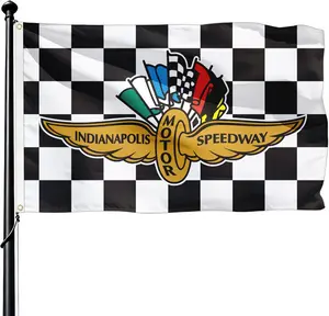 Indiana-polis Motor Flag with 2 Brass Grommets 3X5 Ft Checkered Black and White Racing Flag for Yard Outdoor Decorations