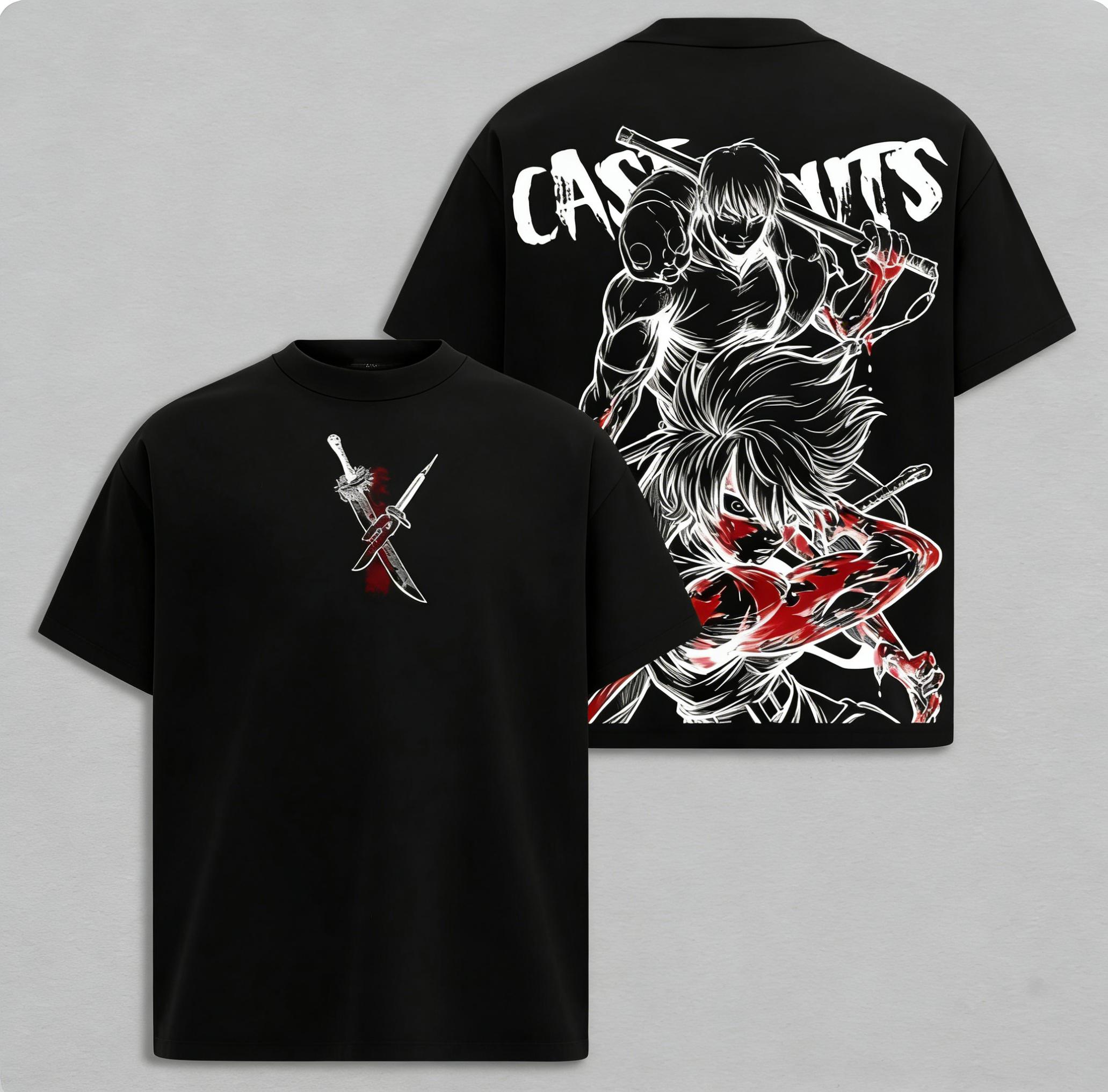 Maki Zenin x Toji Fushiguro Tee Washed – Jujutsu Kaisen Vintage Washed Heavy Cotton Oversized Anime Manga T-Shirt & Hoodie, Double Printed Dark Aesthetic Graphic, Heavenly Restriction Power Edition, Retro Unisex Streetwear JJK Merch