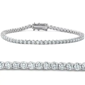 4Ct TW 14k White or Yellow Gold Round-Cut Diamond Tennis Bracelet 7" Women's