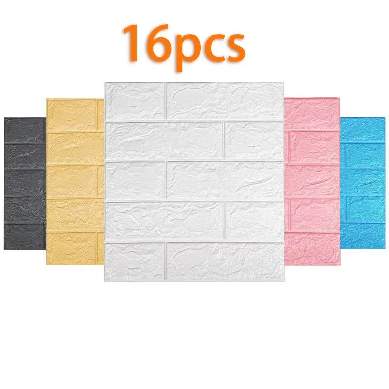 16 Pieces 3D Foam Brick Self-Adhesive Peel and Stick Wall Stickers, Retro Decorative Waterproof and Stain-Resistant Design for Living Room and Bedroom, Perfect for Rental Home Renovation and Store Front Decoration, Self Adhesive Wallpaper