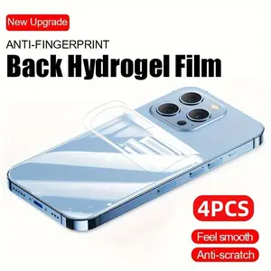 4 Pack Back Hydrogel Film,For iPhone 17 Air/17 Pro Max/17 Pro/17/16E/16/15/14/Pro/Pro Max/Plus/13/12/Mini/11/XR/X/XS/XS MAX,Soft Screen Protector, Accessories,Full Coverage,Anti-Fingerprint,Anti-Scratch,Bubble-Free,Easy to Install [nont glass]